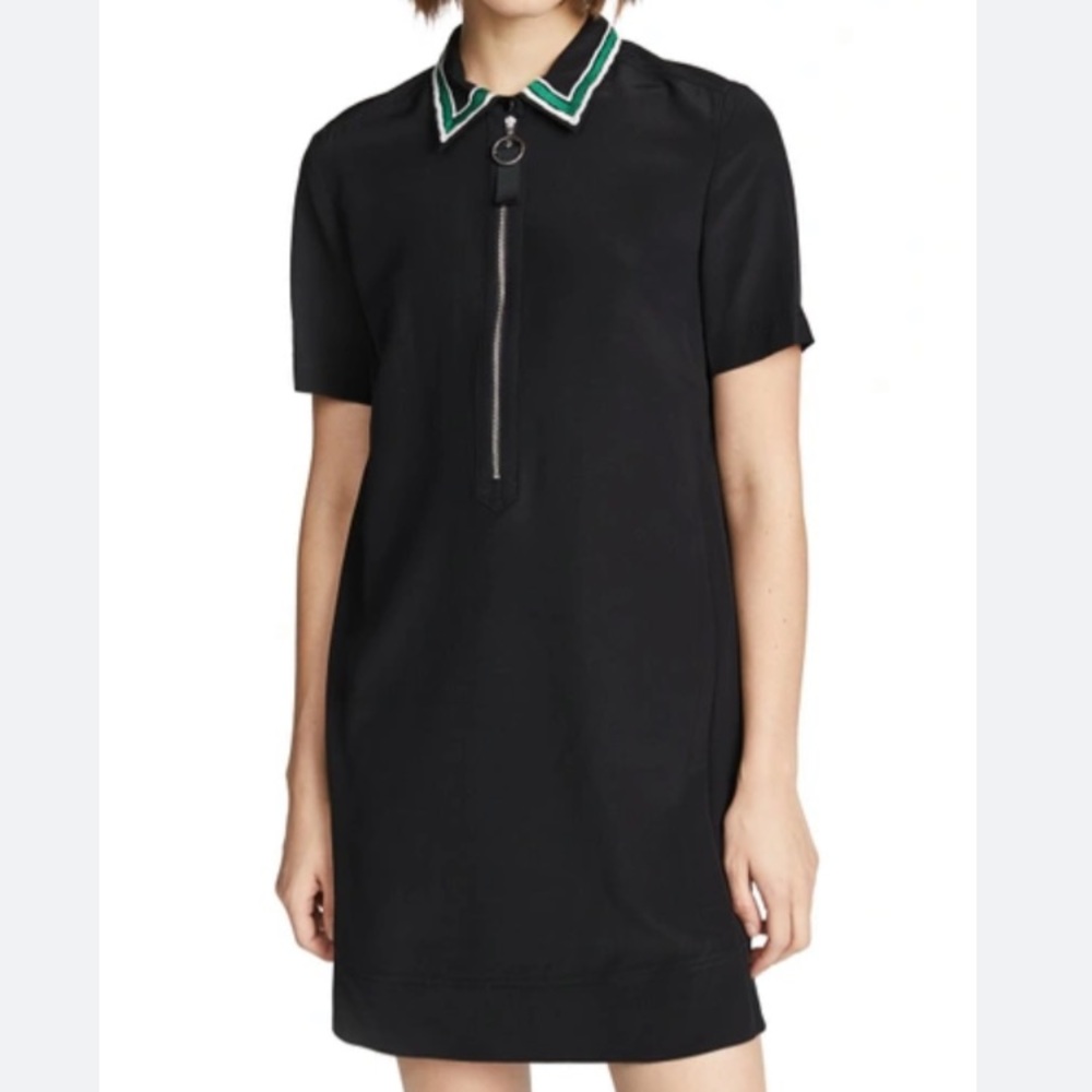 Grey by Jason Wu Embroidered Collared Silk Dress